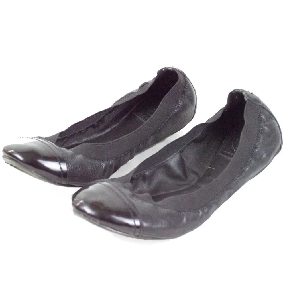 Tory Burch Black Patent Toe Ballet Flats